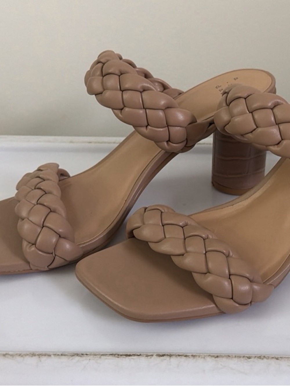 a new day Braided Double-Strap Block Heel Sandals - Taupe